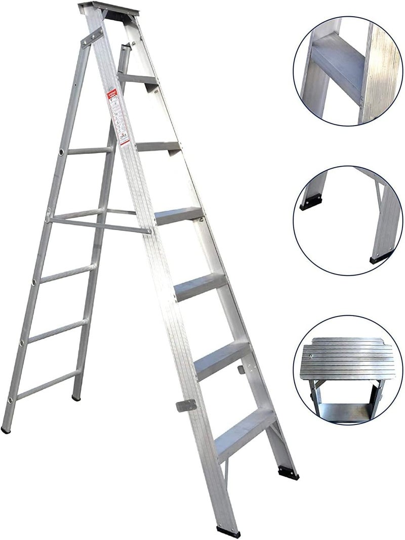 EMC Dual Purpose Aluminum Ladder (7 Step) - Foldable and Heavy Duty - Image 2